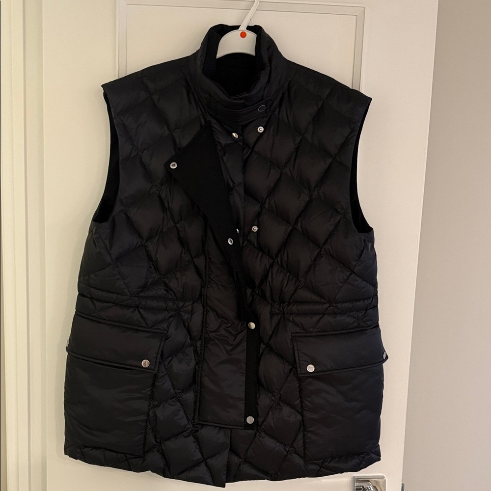NWT $1850 Lafayette 148 New York Black Quilted Warm Vest sz L Fit XL